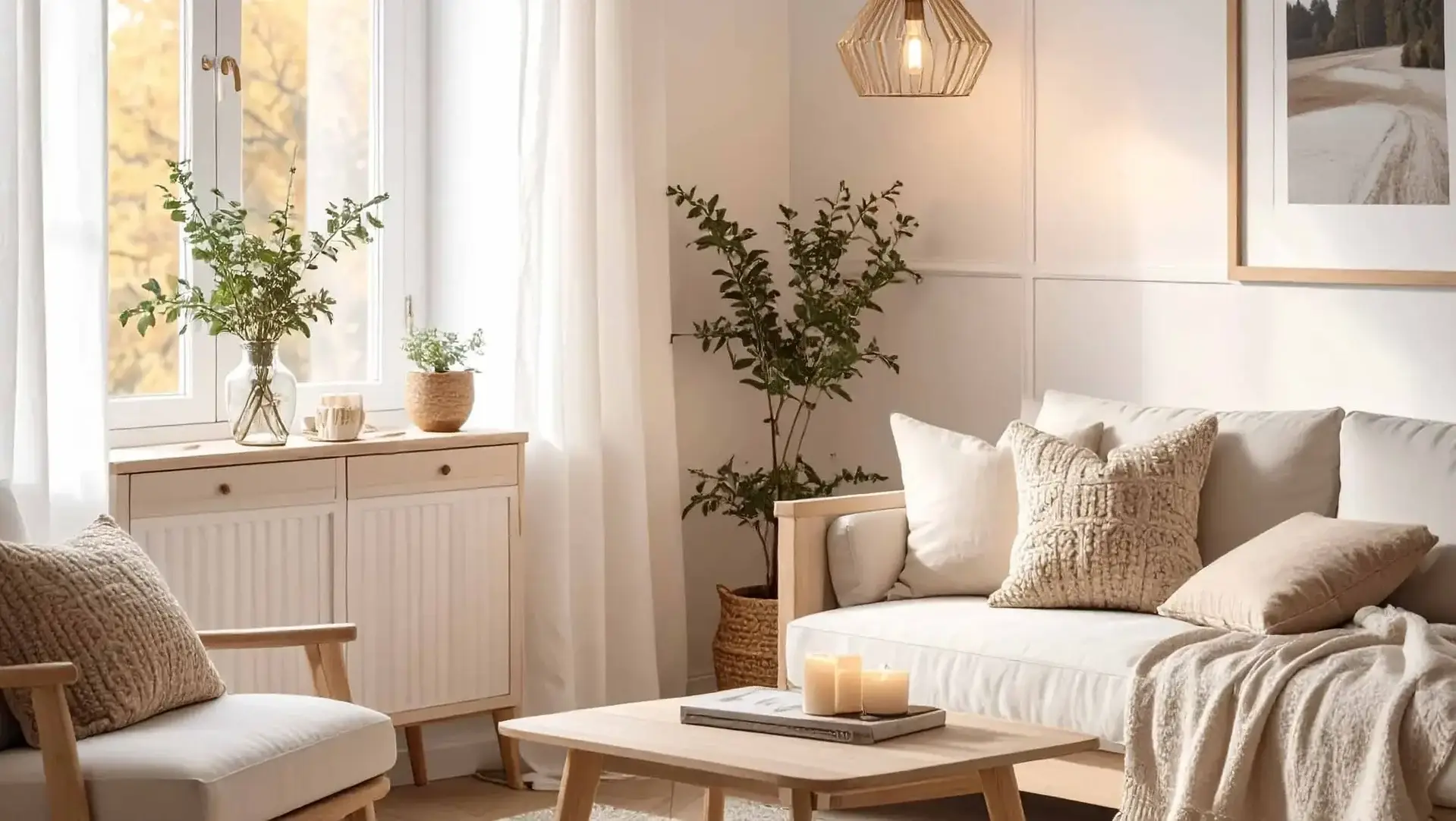 Salon scandinave accessible et chaleureux — Nordéco Interiors, Bretagne